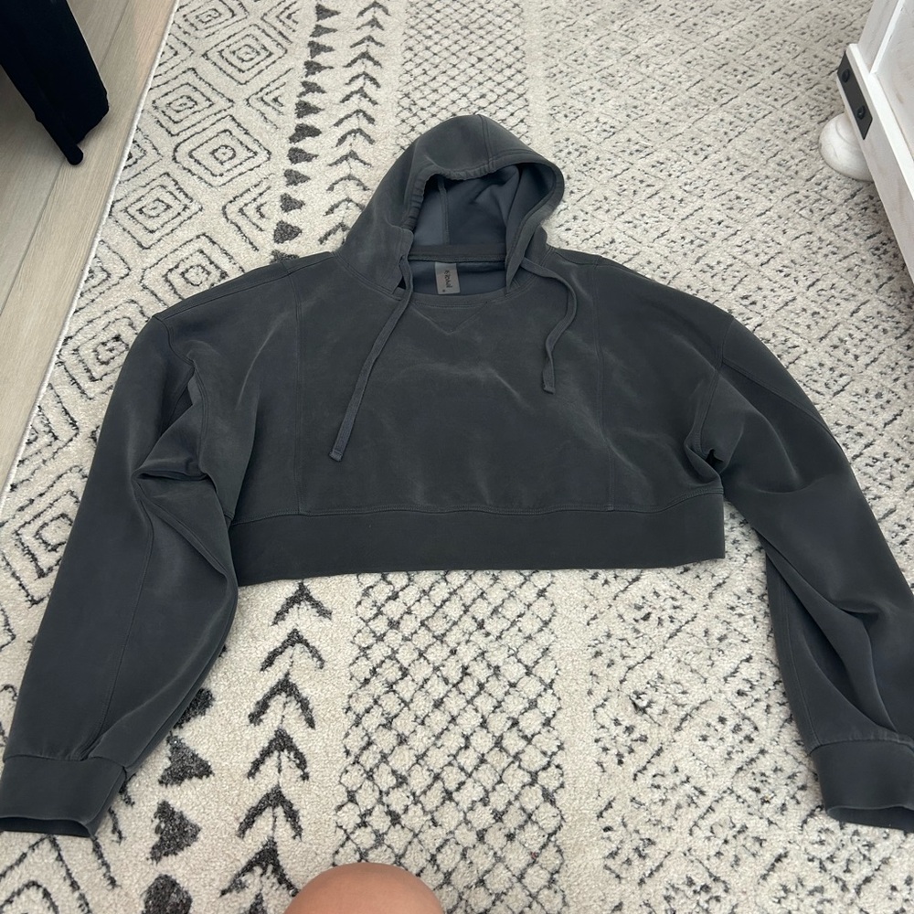 Women's Charcoal Cropped Hoodie Sweater